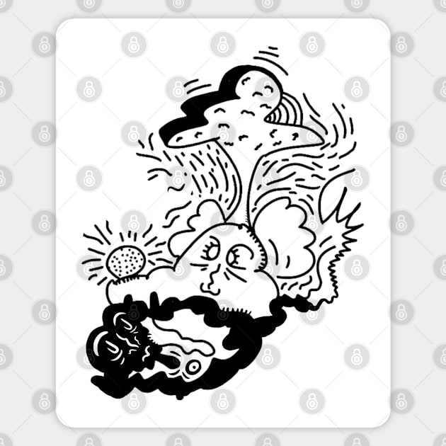 cute creature with egg under tree Magnet by Majnun_Drawings